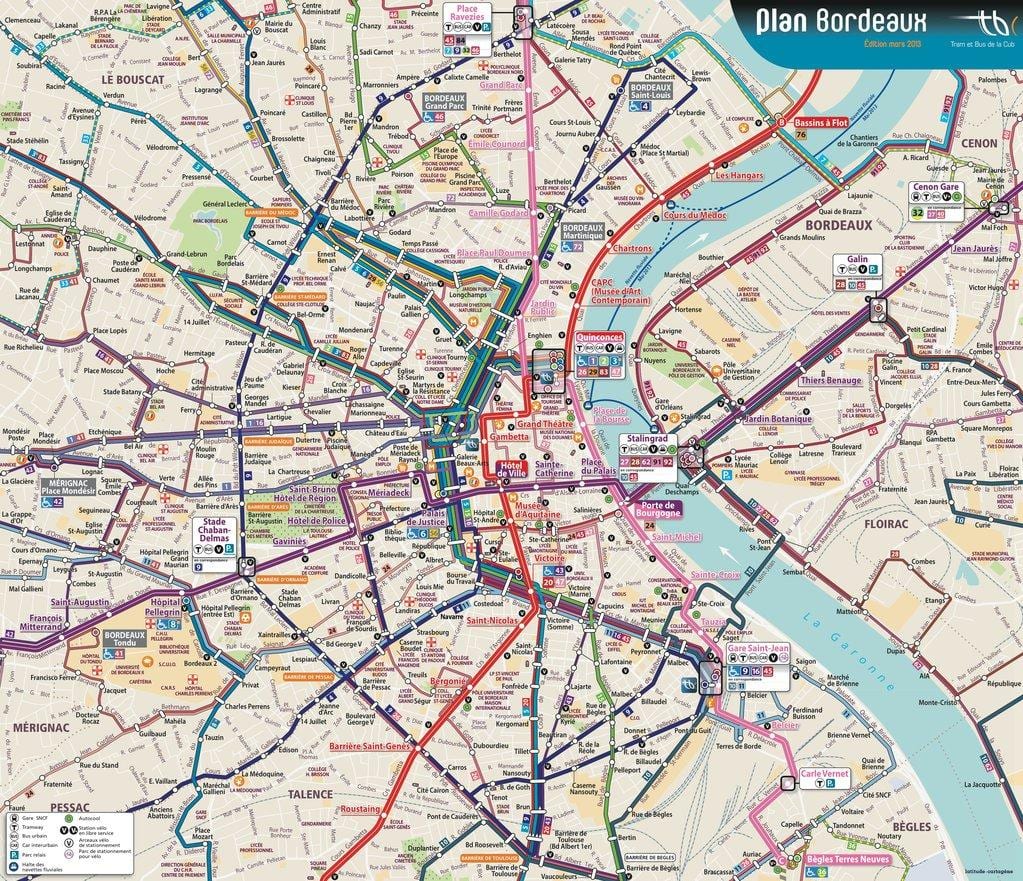 Bordele autobus ibilbidea mapa