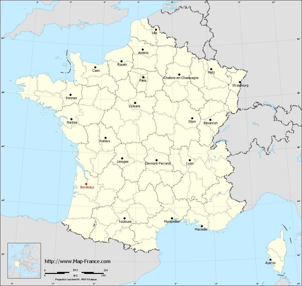 Bordele udalerrien mapa