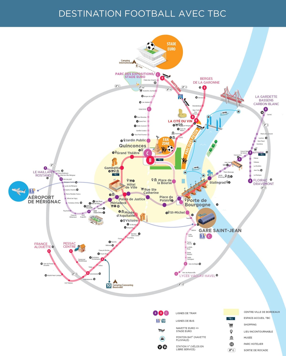 Bordele garraio publikoaren mapa