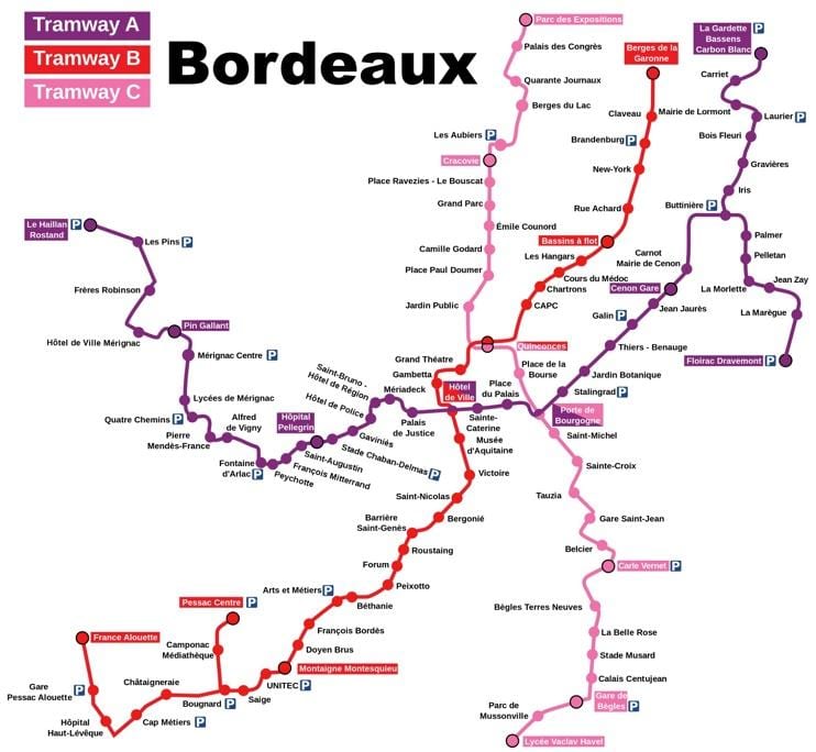 mapa Bordeleko geltokia