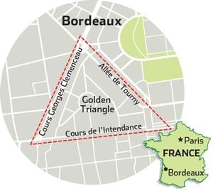 mapa Bordeleko golden triangle 