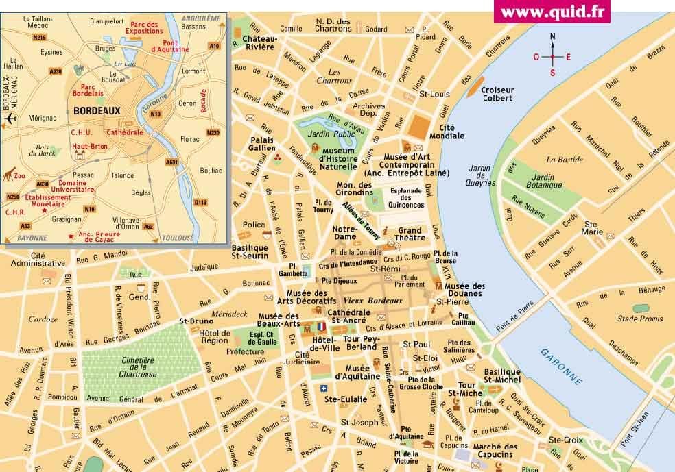 Bordele parke eta paseo mapa
