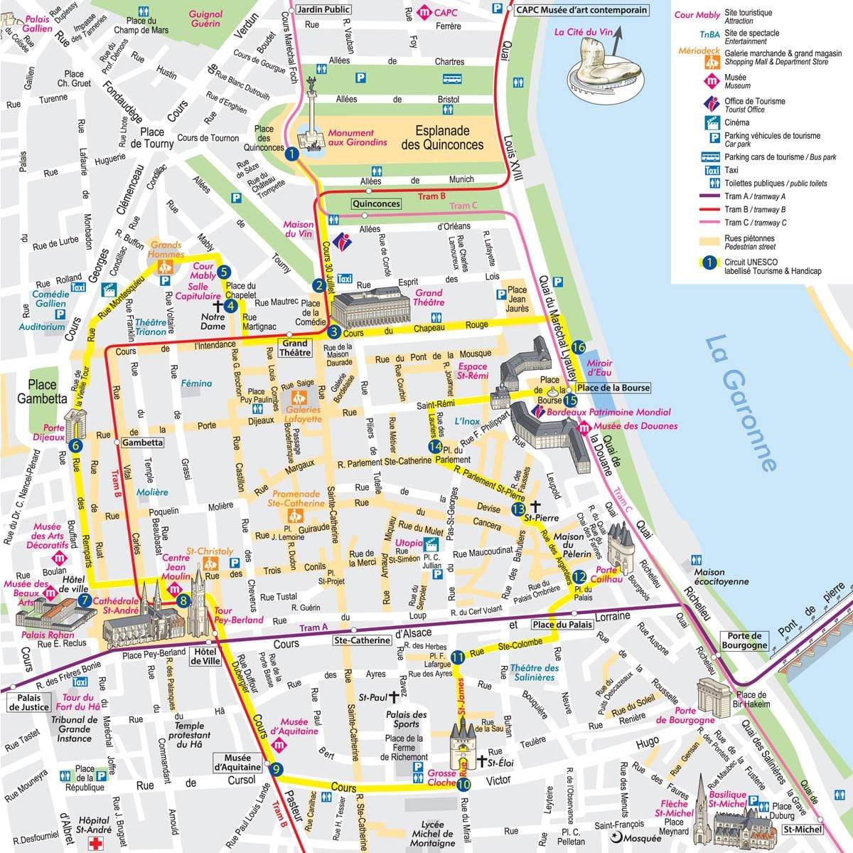 Bordele hiria zentroa mapa