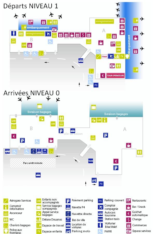 mapa Bordeleko aireportua