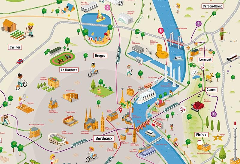 Bordele eta inguruko mapa